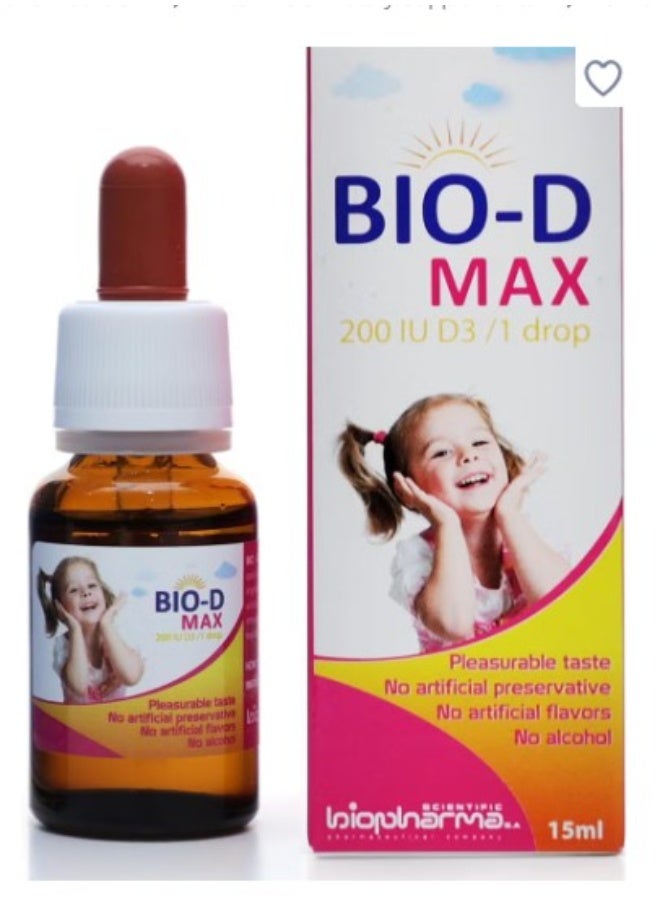 قطرات فيتامين د للأطفال Bio D Max - 400 وحدة دولية (10 ميكروغرام) مكمل سائل، 15 مل